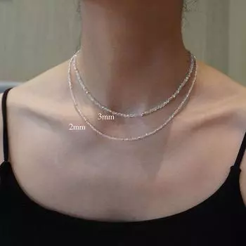 Shijia Crystal Necklace Female Flash Twin Genuine Goods Accessible Luxury Fancy Cube Sugar Clavicle Chain 18K Bag Golden Balls Ornament Crystal beads 3mm