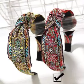 Шикарная этническая вышитая повязка на голову для женщин и девочек, тканевая завязанная повязка для волос, головной убор для вечеринки и выступления, женский обруч для волос, аксессуары