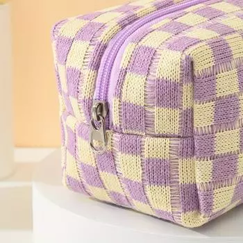 Шикарная большая вместительная вязаная косметичка портативная дорожная косметичка чёрный