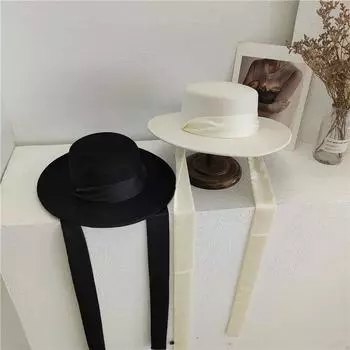 Шикарная британская шерстяная длинная лента бант женская фетровая шляпа женская шляпа для отдыха Panamjazz head size 57cm