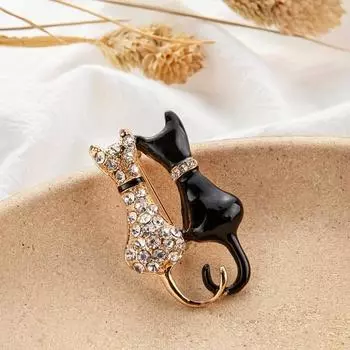 Шикарная брошь в виде мультяшного кота со сверкающими стразами - цинковый сплав, идеально подходит для повседневной носки и вечеринок, идеальный подарок для мамы чёрный