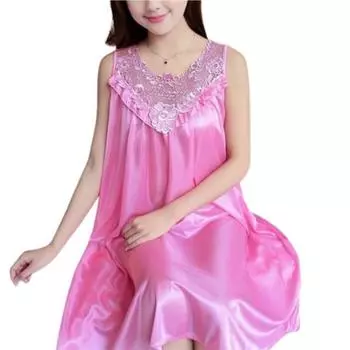 Шикарная домашняя одежда без рукавов с кружевной строчкой, женские ночные рубашки для женщин, рубашка для сна One Size