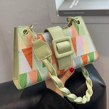 Шикарная геометрическая женская сумка через плечо, летняя новая контрастная цветная маленькая сумка через плечо, элегантные офисные женские сумки