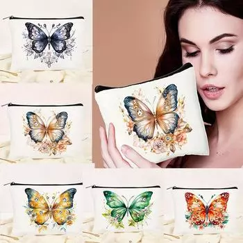 Шикарная холщовая косметичка Diamond Butterfly - Портативная дорожная косметичка, идеальная