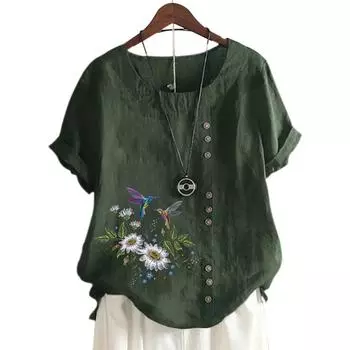 Шикарная и удобная женская футболка с круглым вырезом в 11 вариантах ярких принтов S синий