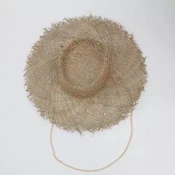 Шикарная летняя модная золотая цепочка на булавке с натуральной соленой травой и жемчугом, женские шляпы-федоры с широкими полями, женская Панама для отдыха, джазовая шляпа head size 57cm