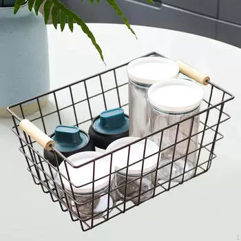 Шикарная металлическая корзина с деревенской деревянной ручкой — стильное хранилище, необходимое для дома и офиса White S