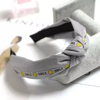 Шикарная мисс. Повязка на голову Smlie Smiley в полоску, весна/лето, тканевая повязка на голову с узлом, прилив