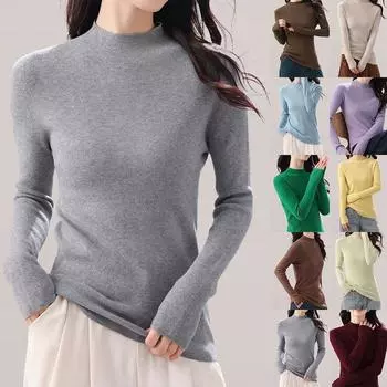 «Шикарная облегающая трикотажная рубашка в стиле свитера для женщин, коллекция осень 2024» XL