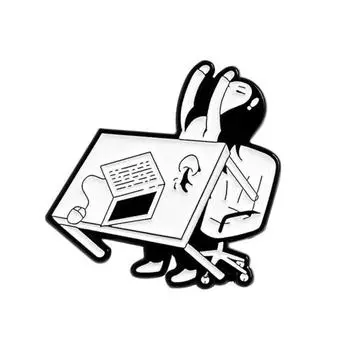 Шикарная офисная девушка, подъемный стол, сплав, эмалированная брошь, булавка, куртка, значок с лацканами, декор белый