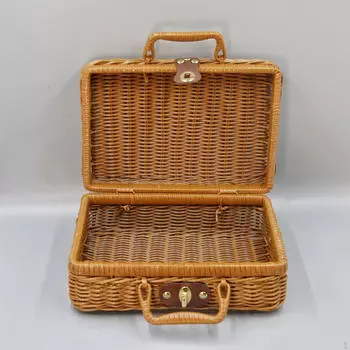 Шикарная плетеная корзина для хранения, дорожный органайзер для косметических принадлежностей S