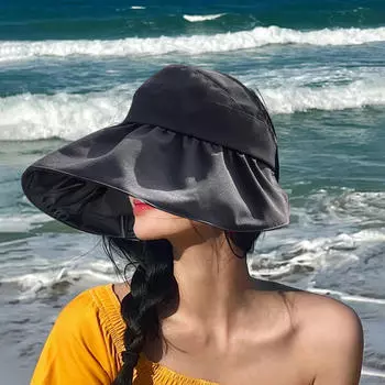 Шикарная пляжная шляпа для женщин, необходимый аксессуар чёрный