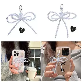 Шикарная подвеска с бантом, сумка из бисера, очаровательная модная сумка, подвеска, элегантные брелоки из бисера, стильный брелок из бисера для сумки для ключей телефона 1 прозрачный