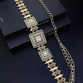 Шикарная поясная цепочка золотого цвета, поясная цепочка для тела, свадебные украшения с регулируемой длиной белый