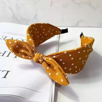 Шикарная повязка на голову с принтом в горошек и бантиком-кроликом для женщин, девочек, для повседневной носки