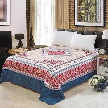 Шикарная простыня с принтом красных цветов и цветов 250X250 см, ультрамягкая плоская простыня из матового хлопка 250X250 см 250X250cm 1Pc