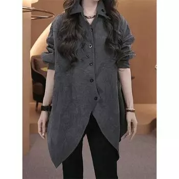 Шикарная рубашка нестандартного кроя для женщин, идеально подходит для создания повседневного и модного образа в осенний сезон M чёрный