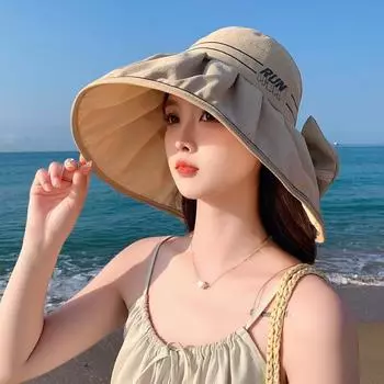 Шикарная широкополая шляпа с козырьком от солнца для женщин — защита от ультрафиолета, складная и регулируемая, идеально подходит для пляжа и путешествий One size