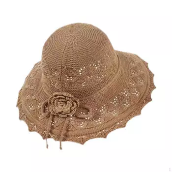 Шикарная шляпа от солнца с нежным цветочным узором для женщин, отправляющихся на пляж хаки
