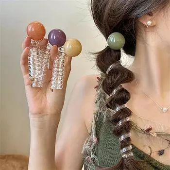 Шикарная спиральная резинка для волос в японском стиле — акриловая, милая и милая резинка для волос для женщин и девочек 1PCS фиолетовый