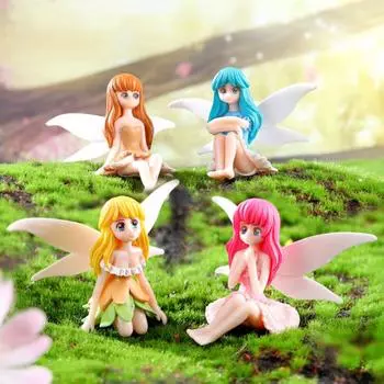 Шикарная статуя цветочной феи, детская, милая, не выцветает синий