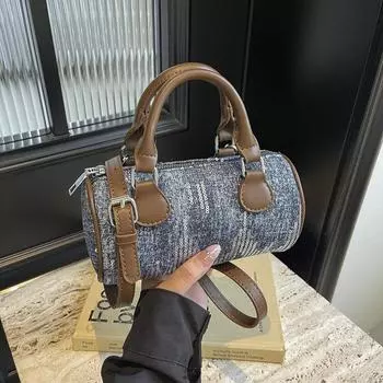 Шикарная сумка через плечо из денима с пайетками для женщин, модная сумка в форме бочки, изящные женские сумки через плечо небольшого размера