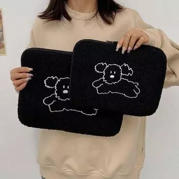 Шикарная сумка для планшета из плюша прямоугольной формы с защитой от царапин 13Inch чёрный