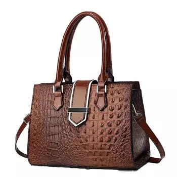 Шикарная сумка-тоут с тиснением под крокодила чёрный