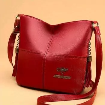 Шикарная сумка-ведро из веганской кожи - прочная строчка, стиль кроссбоди, яркий однотонный цвет - модная сумка через плечо для женщин чёрный