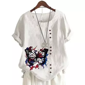 Шикарная женская футболка с круглым вырезом и 11 вариантами ярких принтов S белый