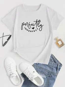 Шикарная женская футболка с круглым вырезом и короткими рукавами классического белого цвета S