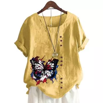 Шикарная женская футболка с круглым вырезом и 11 вариантами ярких принтов S белый