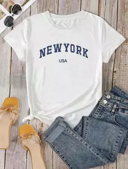 Шикарная женская футболка с круглым вырезом и короткими рукавами классического белого цвета S