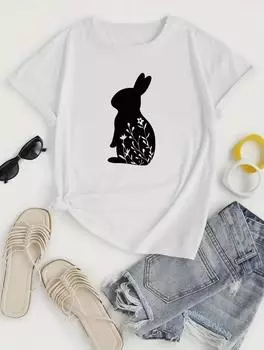 Шикарная женская футболка с круглым вырезом и короткими рукавами классического белого цвета S