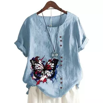 Шикарная женская футболка с круглым вырезом и 11 вариантами ярких принтов S белый