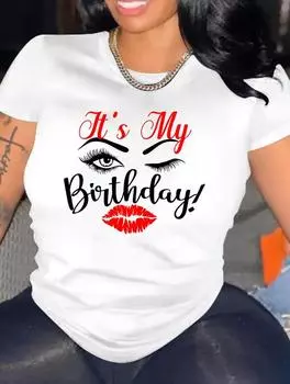 Шикарная женская хлопковая футболка белого цвета с короткими рукавами и разнообразным индивидуальным узором, круглый вырез S