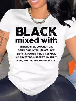 Шикарная женская хлопковая футболка белого цвета с короткими рукавами и разнообразным индивидуальным узором, круглый вырез S