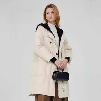 Шикарная женская одежда Зимние длинные парки Куртка с капюшоном на хлопковой подкладке Теплая свободная ветрозащитная куртка Стеганая куртка с длинным рукавом Верхняя одежда S