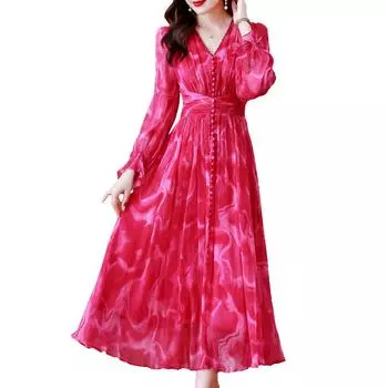 Шикарное и модное платье средней длины с подвязкой на талии, идеально подходящее для любого случая. M