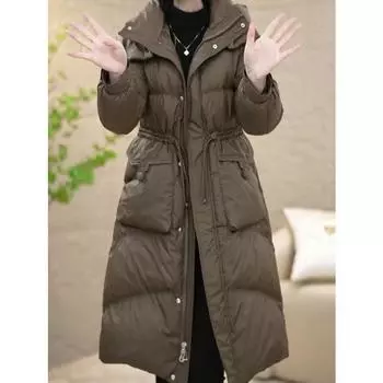 Шикарное и теплое зимнее пальто: Куртка средней длины из хлопкового пуха с модным дизайном и высоким качеством XXXL винный