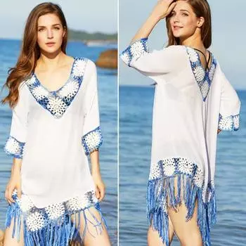 Шикарное летнее пляжное платье с длинной кисточкой, солнцезащитный крем, супер мягкое летнее пляжное платье крючком, женская одежда белый
