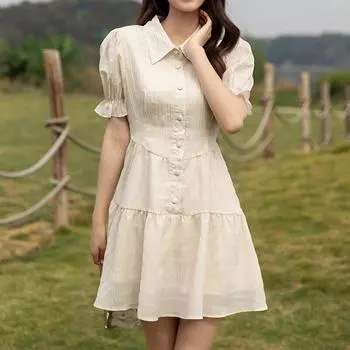 Шикарное летнее повседневное сексуальное платье длиной до колена, модное шифоновое платье с короткими рукавами для женщин, вечерние платья, халат 24234 S абрикосовый