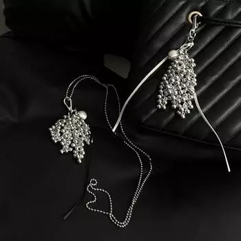 Шикарное ожерелье из бисера и винограда из титановой стали, цепочка для свитера, индивидуальное металлическое ожерелье для женщин серебряный/чёрный