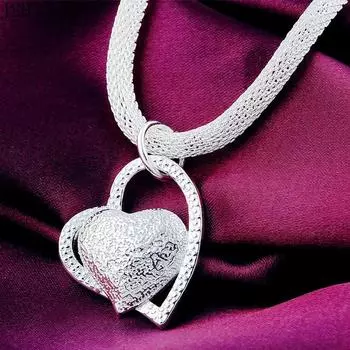 Шикарное ожерелье с подвеской в виде двух сердец — матовая отделка, идеально подходит для мужчин и женщин, идеально подходит для свадеб и рождественских подарков