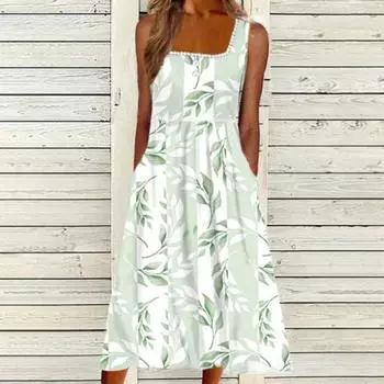 Шикарное пляжное платье-миди без рукавов с карманами и туфли в тон L циан