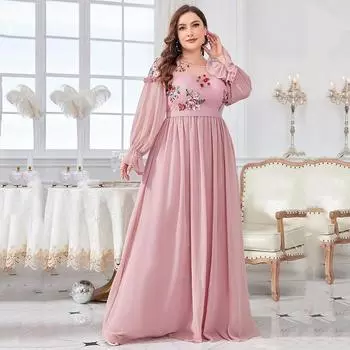 Шикарное розовое вечернее платье: Элегантный Большой Размер, Летний Стиль 1XL