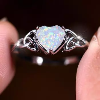 Шикарное серебряное кольцо с камнем по случаю рождения, кельтский узел Троицы, нежное сердце, обручальное кольцо, кольцо обещания для женщин 5 серебряный/белый