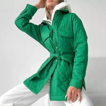 Шикарное женское пуховое пальто, однотонное тепловое однобортное женское пальто с длинными рукавами XL чёрный