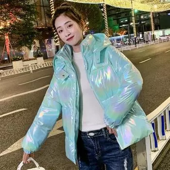 Шикарное женское зимнее базовое ветрозащитное блестящее пальто-пузырь, верхняя одежда, пальто, куртка-пуховик большого размера, парки с хлопковой подкладкой S