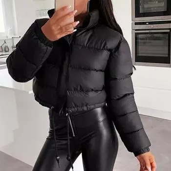 Шикарное зимнее пуховое пальто с длинным рукавом и воротником-стойкой на молнии, женский зимний кардиган L армия зеленый